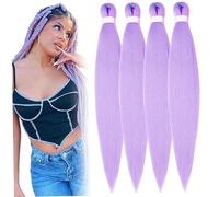 4pcs Extensions per capelli viola per trecce da 26 pollici allungate sintetico lavanda intrecciato per capelli estensioni viola chiari per trecce