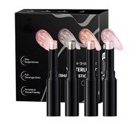 4pcs Eyeshadow Stick - Jelly Face Makeup Crayon, Pearlescent Shimmer Highlighter Pencil | Smooth Waterproof Long Wear Glitter Eye Cosmetic Set | Brightening Makeup Tool for Party Wedding Travel Stage