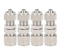 4pcs Farerule Compression Adattamento 2Touch Connettore di paratia dritta 304 Acciaio inossidabile per tubo di conversione del tubo duro (F10 * 6.5)