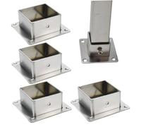 4pcs Fence Post Brackets, staffa quadrata in acciaio inossidabile da 2x2 pollici con viti, pali e accessori per la base per la reticolazione.