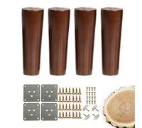 4pcs Gambe Mobili in Legno, Ricambio Gambe Mobili Rotondi, Piedini Divani Gambe Coniche, per Armadio Tavolo Basso Poltrone Letto Divano Sedie Tavolino(Color:walnut color,Size:15cm)