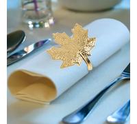 4Pcs Golden Stainless Steel Maple Leaf Napkin Ring Holder for Christmas Table