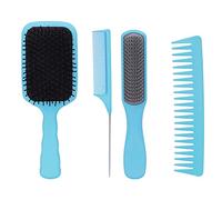 4Pcs Hair Brush Comb Set | Detangler & Paddle Brush for Long/Thick/Curly Hair | Pointed Comb & Styling Brush | Static Control & Heat Tolerant | Salon - Grade Quality (Boxed)