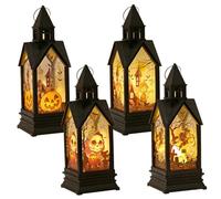 4pcs Halloween Lantern 6, 9x2, 5 Pollici LED laterna spaventapasseri Pumpkin umpchining Battery Castello a Forma di Potenza a Forma di Halloween Table Decorazioni della tabellato della lanca, Lance