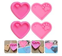 4pcs Heart Paw Keychain Stampo in silicone Stampo epossidico con foro per