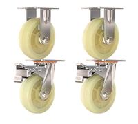 4Pcs Heavy Industrial Transport Casters,Trolley Swivel Caster Wheels,45mm Width Nylon Furniture Caster,Mute Wearable,Replacement Wheel Casters with Brake,6in-Withbrake,Withbrake-6in