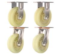 4Pcs Heavy Industrial Transport Casters,Trolley Swivel Caster Wheels,45mm Width Nylon Furniture Caster,Mute Wearable,Replacement Wheel Casters with Brake,6in-Withbrake,Withoutbrake-6in