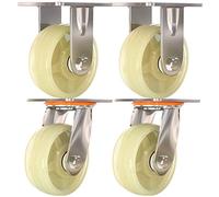 4Pcs Heavy Industrial Transport Casters,Trolley Swivel Caster Wheels,45mm Width Nylon Furniture Caster,Mute Wearable,Replacement Wheel Casters with Brake,6in-Withbrake,Withoutbrake-5in