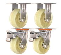 4Pcs Heavy Industrial Transport Casters,Trolley Swivel Caster Wheels,45mm Width Nylon Furniture Caster,Mute Wearable,Replacement Wheel Casters with Brake,6in-Withbrake,Withbrake-4in