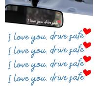 4PCS "I Love You Drive Safe" Car Sticker, I Love You Drive Safe Mirror Stickers, Cute Car Decals for Womens, Rearview Mirror Decal Valentines Day Gifts for Family, Her, Him(Blue)