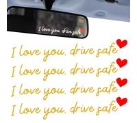 4PCS "I Love You Drive Safe" Car Sticker, I Love You Drive Safe Mirror Stickers, Cute Car Decals for Womens, Rearview Mirror Decal Valentines Day Gifts for Family, Her, Him(Yellow)