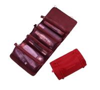 4PCS in 1 Borsa cosmetica per le donne Zipper Mesh Separabile Cosmetici Pouch Ladies Pieghevole Nylon Bag Corda Trucco Pennelli Borsa di Stoccaggio, Rosso vinaccia, Taglia unica