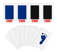 4Pcs Kit Fiocchi di Riso Neonato con 8 Carte Cane Gatto Regalo per il Battesimo Bomboniere Nascita Femmina Coccarda Nascita Bimba Calco Piedini Neonato Senza Inchiostro Set Impronte Bimbi(2Nero+2Blu)