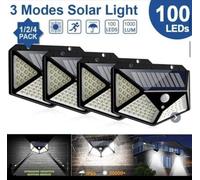 4pcs Lampada luce faretto faro esterno energia solare 100 LED sensore movimento