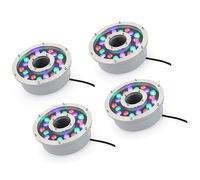 4pcs Luce A Fontana Subacquea Ad Anello A LED - Faretti Piscina, Luce A Fontana Ad Anello A LED 12V / 24V, Faretto Subacqueo Sommergibile A Foro Centrale Impermeabile IP68 ( Color : RGB , Size : 18W(2