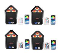 4PCS Luce Par a LED a Batteria da 96W, RGBW+UV 6 in 1, Faretto da Palco Ricaricabile, Luce da Discoteca per Feste con Telecomando/Wireless a 2,4 GHz/APP, Adatta per Palcoscenici Festival Feste Club