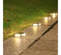 4PCS Luci solari per dock 8LED Luce per vialetto da ponte Esterno impermeabile Wireless per percorso Avvertimento Giardino Passerella Marciapiede Passi Deco