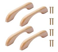 4Pcs Maniglia in Legno Maniglie Dell'armadio in Legno Maniglia del Cassetto Mobili in Legno Maniglia Della Porta per la Cassetto Dell'armadio Lunghezza Complessiva 126mm(Piatto)