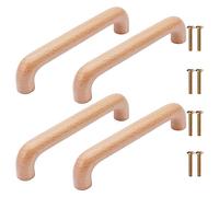 4Pcs Maniglia in Legno Maniglie Dell'armadio in Legno Maniglia del Cassetto Mobili Maniglia Della Porta per la Cassetto Dell'armadio Lunghezza Complessiva 145mm(Rotondo)