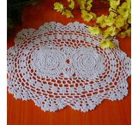 4Pcs Mano Uncinetto Tovaglietta IN Cotone Vintage Ovale Centrini Pizzo Fiore