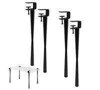 4Pcs Metal Table Legs,Removable F-Shape Adjustable Table Clamps Leg,for Desk Coffee Table,Furniture & Console Table,No Punching Design to Protect The Desktop(28in,Black)