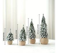 4pcs Mini Alberi di Natale Artificiale Piccolo Neve Pino Decor Vacanza Ornamento