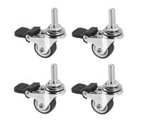 4Pcs Mini Small Casters 1 Inch M8X15Mm Tpe Silent Wheels With Brake Un