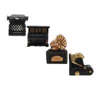 4pcs Miniature Retro Typewriter Old Motyed Record Player Piano Model