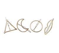 4pcs Minimalist Geometric Hair Clip Hollo Metal Capelli per capelli Creative Triangle Moon Labbra Accessori per per (dorato)
