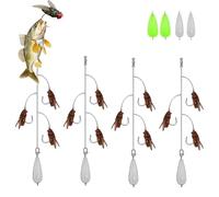 4pcs Multi-Hook Artificial Fly Fishing Lure Set, Quick Strike Fly Bait, 3 5 7 Bionic Fly Fishing Bait with 2 Throwing Aids. for All Kinds of Fish (3 hooks-A,M)