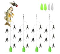 4pcs Multi-Hook Artificial Fly Fishing Lure Set, Quick Strike Fly Bait, 3 5 7 Bionic Fly Fishing Bait with 2 Throwing Aids. for All Kinds of Fish (5 hooks,M)