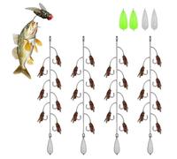4pcs Multi-Hook Artificial Fly Fishing Lure Set, Quick Strike Fly Bait, 3 5 7 Bionic Fly Fishing Bait with 2 Throwing Aids. for All Kinds of Fish (7 hooks-A,S)