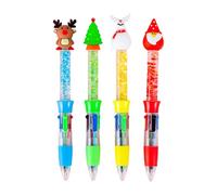 4Pcs Natale Multicolore Penna 4-Color-in-1 Scrivere Retrattile Multicolore Drift Sand Ball per la scrittura Penna retrattile