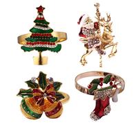 4pcs natalizio anelli tovaglioli in lega di pranzo (rosso verde)