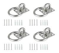 4Pcs Occhi Piastra con Anelli Quadrati Fissi Fibbie Piazza Piastra Saldata Sedile Acciaio Inox Circolare Porta Catture Marine Hardware Acciaio Inox Chiusure circolari per porte