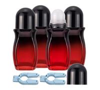 4Pcs Palla Ruotante Bottiglie Set 50ml Gradiente Rosso Vetro Deodorante Roller