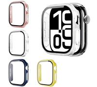 4pcs PC Rigido Case Protettiva Ultrasottil Custodia Compatibile con Apple Watch SE 3/SE 2/SE/6/5/4 40mm,con Vetro Temperato,Protezione Completa(Trasparente, Oro Rosa,Giallo,Blu Mezzanotte)
