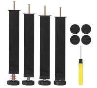 4Pcs Piedi Rete a Doghe, Piedini Letto di Mobili in Metallo con Cuscinetti Gomma Antiscivolo e Cacciavite, Supporto Nero Delle Piedi Rete Letto del Mobile per Tavolo, Sedia, Armadi, Gambe del Divano