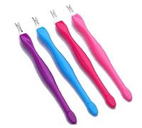 4pcs Premium Regolatore Della Cuticola Pusher, Maniglia Di Plastica Della Forcella Della Pelle Guasto Per Manicure / Pedicure, Cuticola Coltello Di Rimozione Con Acciaio Inossidabile a Forma Di V