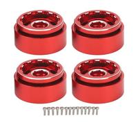 4pcs RC Car Beadlock Wheels Rims | 1.0 inch Aluminum Alloy for 1/18 / 1/24 RC Cars | Strong Build & Enhanced Stability | Easy Install with 14 Screws (Red)