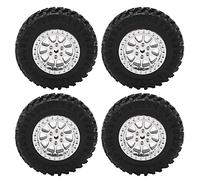 4Pcs RC Car Tires Tyre Wheel, Rubber Tires and Wheels Hex Plastic Beadlock Rims with Foam Inserts for MN D90 D91 D99 D99S D86 RC Car Spare Upgrades Accessories (R789S argento)