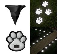 4Pcs Resistente all'acqua Luce LED Solare Cane Zampe Forma Paesaggio Illuminazione Texture per vialetto e cortile Luci del piede Lampade Erba Bella Forma Animale Giardino Esterno Led Piede Stampa