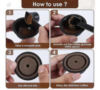 4Pcs Reusable Coffee CapsulesSet 2 Silicone Lids Spoon and Brush, VertuoPods for Machine,Refillable Coffee Pod - FFY