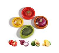 4PCS Reusable Fruit and Vegetable Storage Containers Set for Fridge, Fresh Stretch Pods for Avocado, Onion, Lemon, Tomato Saver