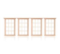 4Pcs Robusta Finestra In Miniatura In Legno Portatile Per Case Delle Bambole 1 12 Scala Modelli Bambino Per Gli Appassionati Di Moda Uso Quotidiano Decorazione Della Camera In Miniatura