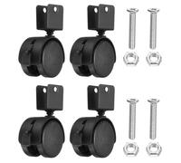 4Pcs Ruote Girevoli In Nylon Da 2" Con Freni Staffa A U 0.63" Nere