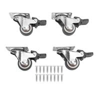 4pcs Ruote per incantatrice piccola 1 pollice di diametro in gomma in gomma rotelle di freno a rotazione a rotazione con 16 viti per mobili