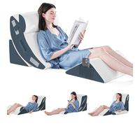 4PCS Set di cuscini ortopedici a cuneo per il letto, cuscini in schiuma post-chirurgia per il corpo, schiena e gambe, cuscini di supporto triangolari regolabili con cuscino anti-reflusso per il sonno