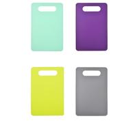 4PCS Set di taglieri in plastica Set di taglieri in materiale sicuro per gli alimenti con manico e codice colore Adatti per carne, verdura e frutta Manico facile da impugnare