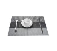 4PCS/SET Placemats Table Mat Weave Stripe Pads Mats Dinner Kitchen Waterproof Washable per Cucina Domestica Ristoranti e Hotel(Stripe Black)